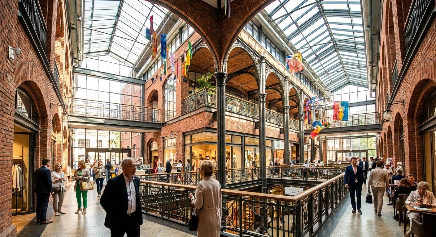 Elegant interior of the Stary Browar Old Brewery shopping and arts complex in Poznań