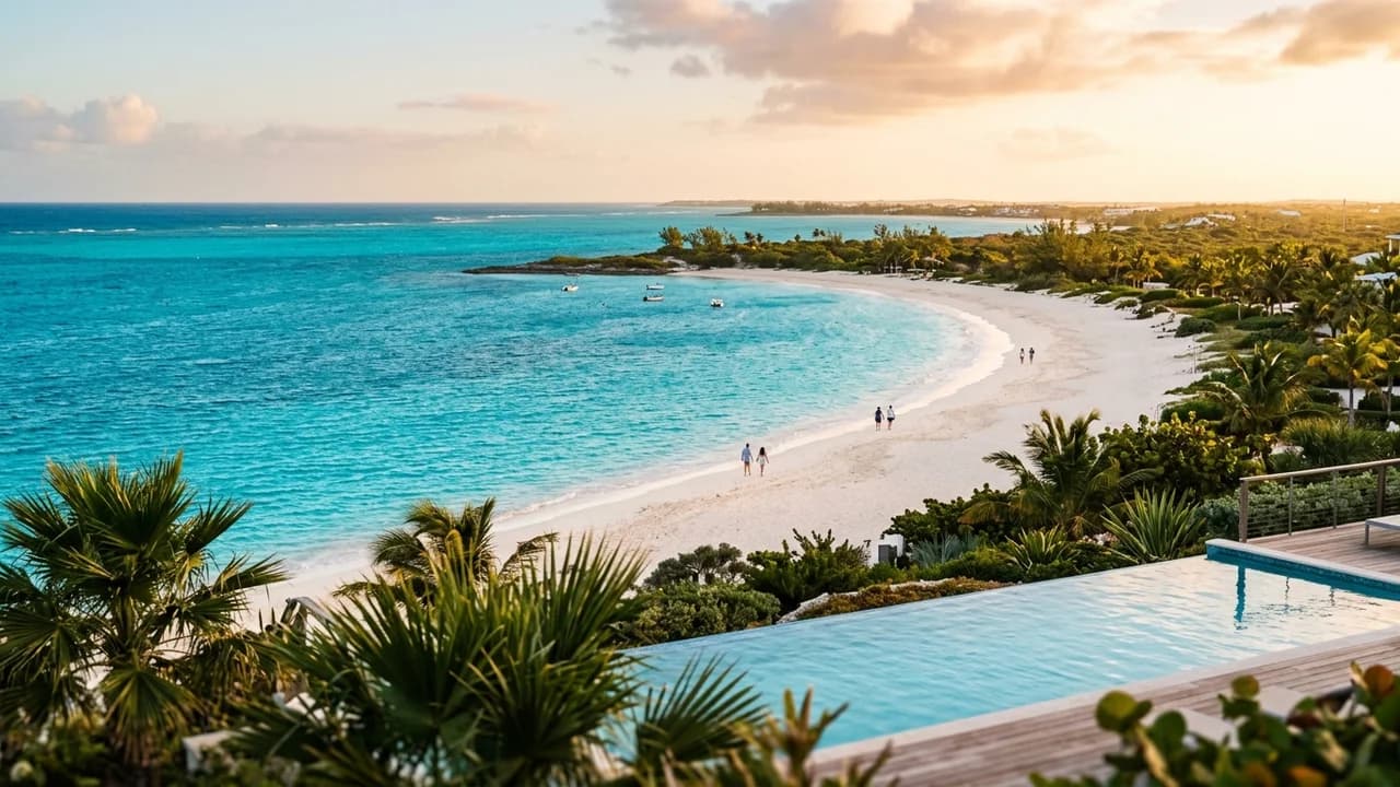 Iconic landmark in Providenciales, Turks And Caicos at golden hour