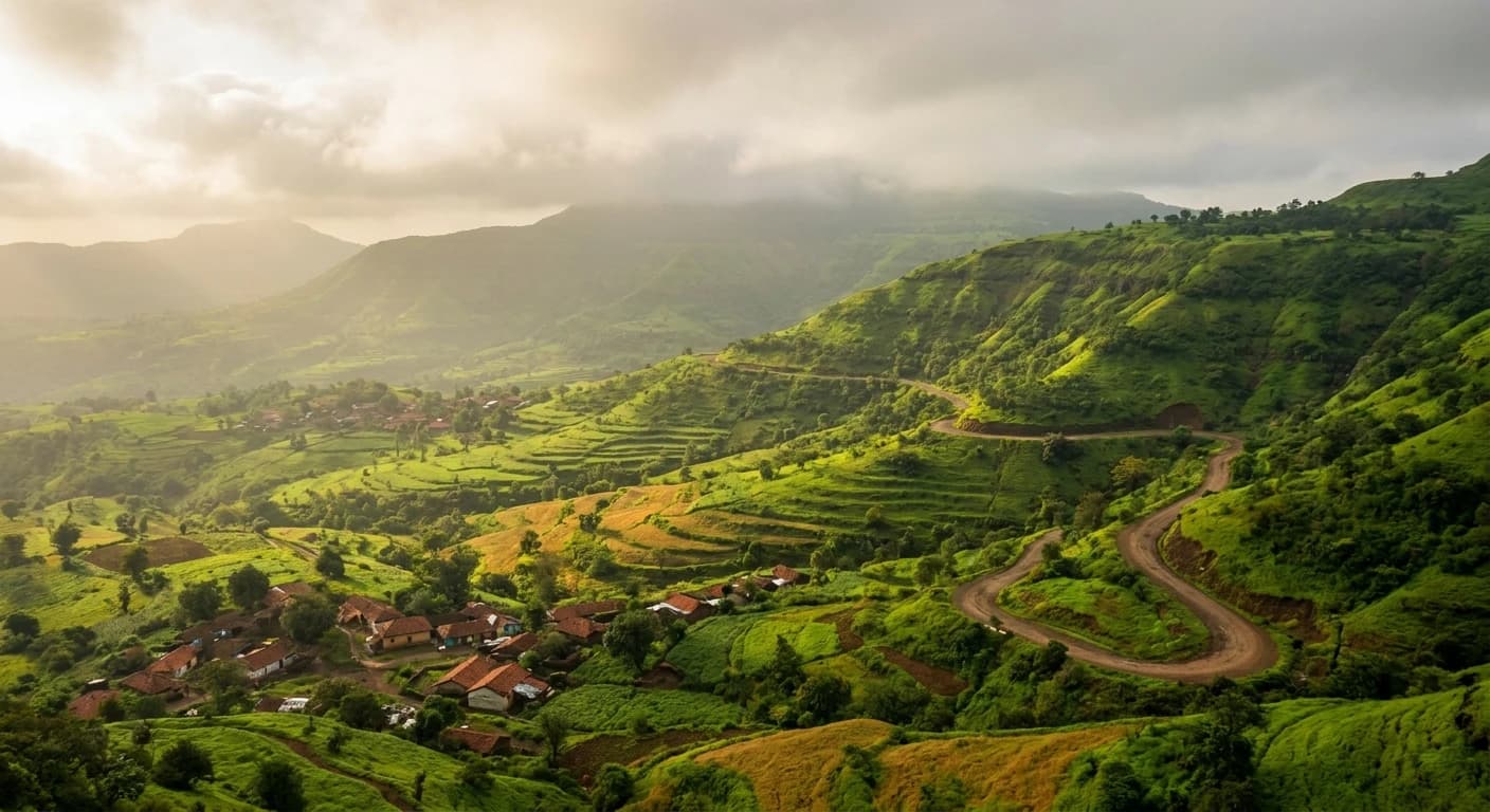 Scenic hill station landscape near Pune in the Western Ghats