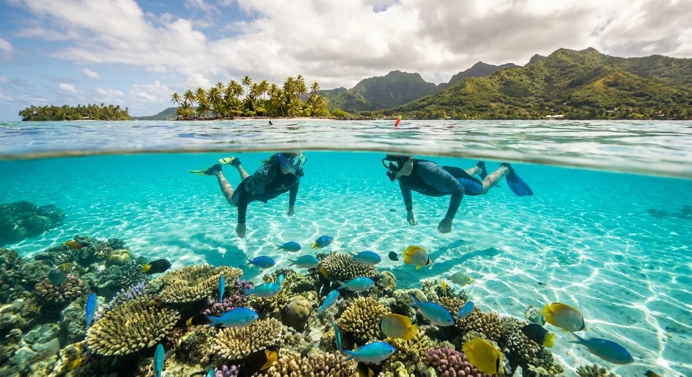 Snorkeling in Rarotonga lagoon