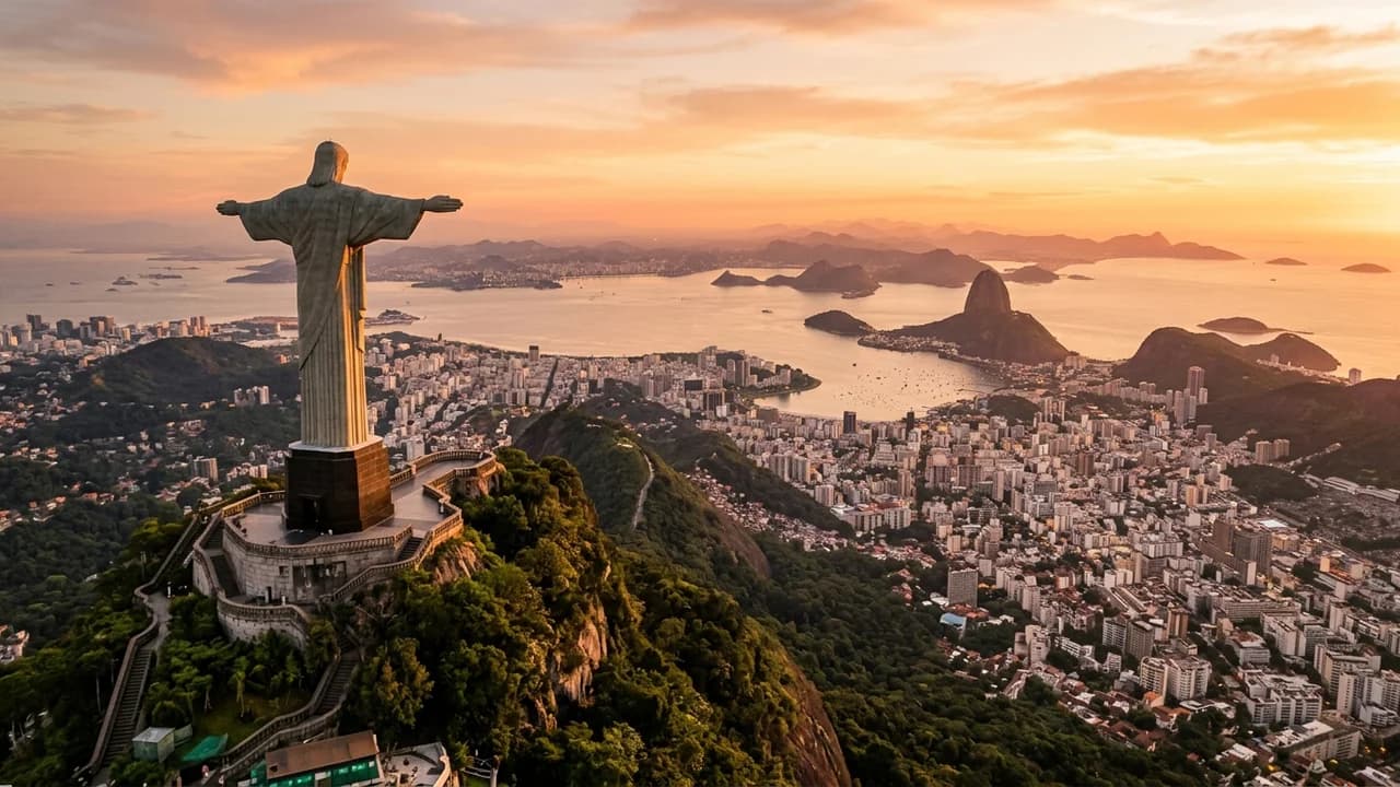 Iconic landmark in Rio de Janeiro, Brazil at golden hour