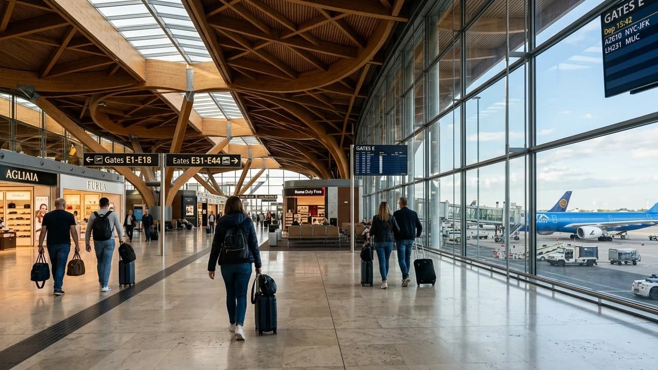 International terminal interior at Rome airport
