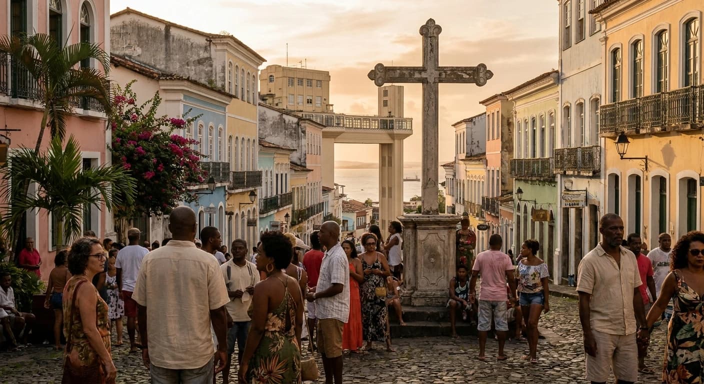 Colorful colonial architecture of Pelourinho UNESCO historic center in Salvador, Brazil