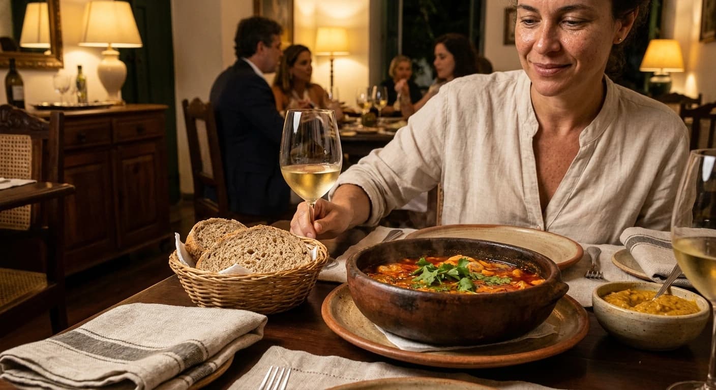 Traditional Bahian moqueca seafood stew and acarajé street food in Salvador, Brazil
