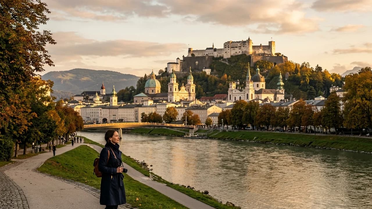 Iconic landmark in Salzburg, Austria at golden hour