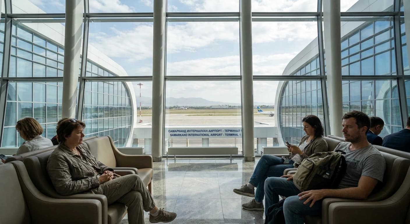 Samarkand International Airport terminal with modern arrivals hall