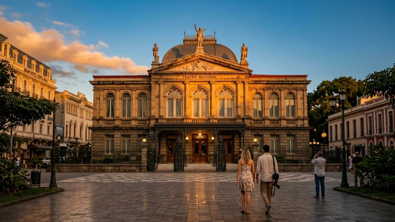 Iconic landmark in San José, Costa Rica at golden hour