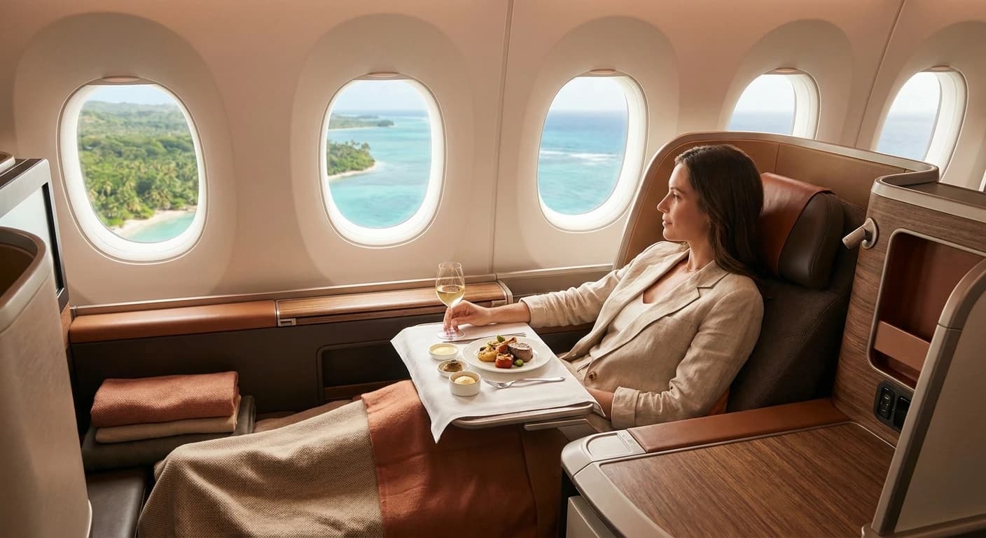 Business class on flight to Costa Rica