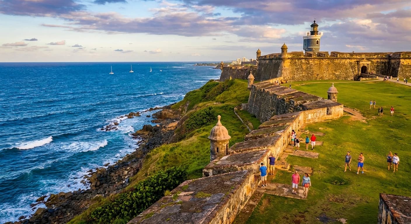 El Morro fortress overlooking the Atlantic Ocean in Old San Juan, Puerto Rico