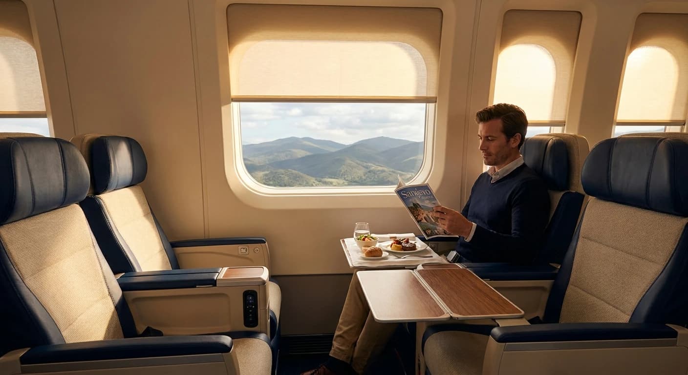 Premium business class cabin on flights to Sarajevo