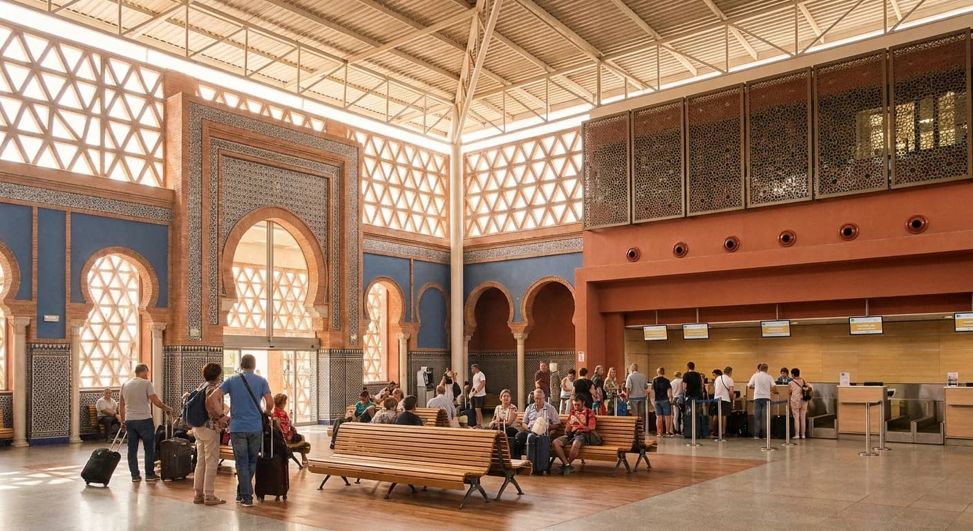 Seville Airport terminal with Moorish-inspired architecture