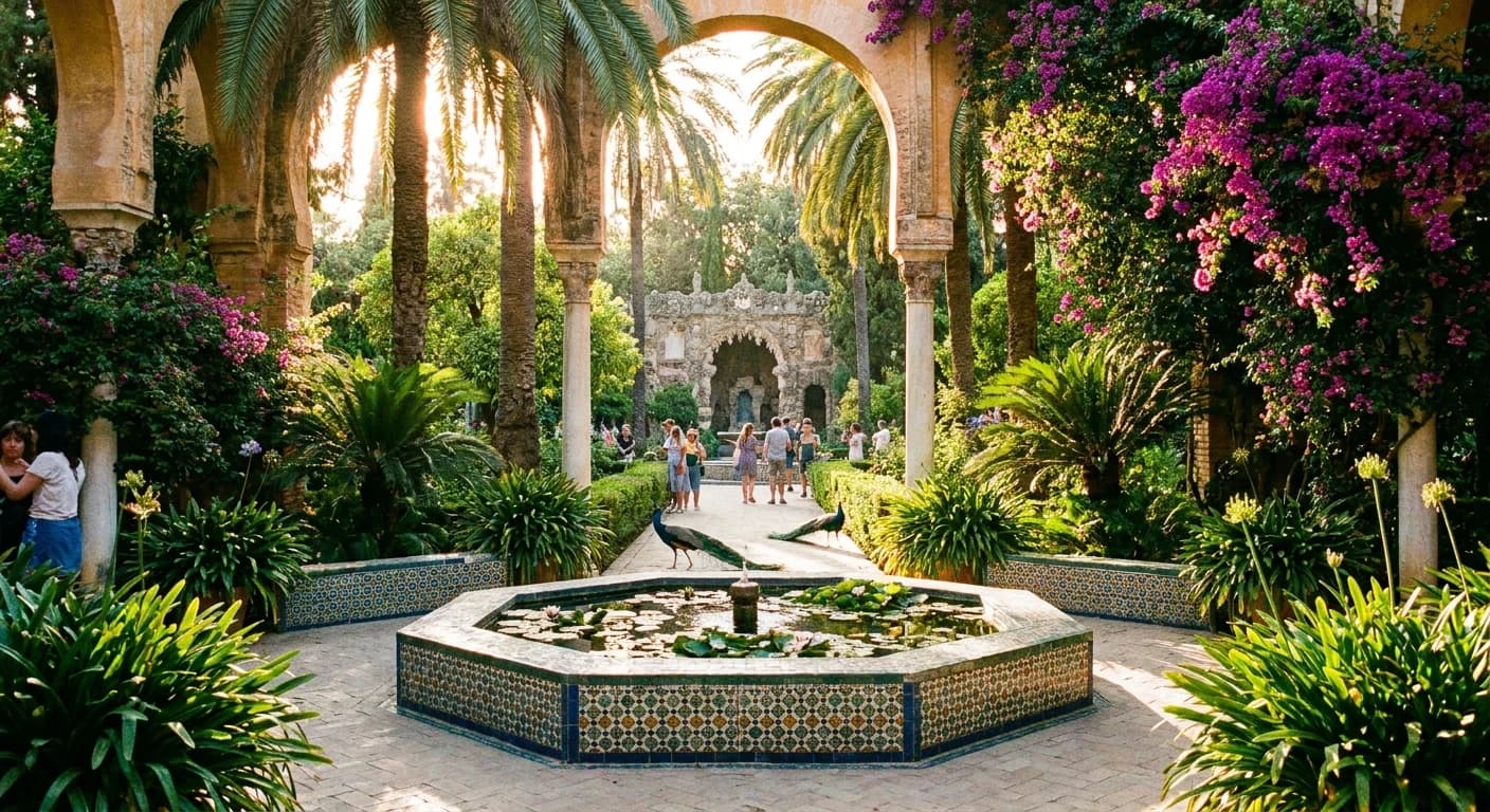 The Real Alcázar palace gardens in Seville