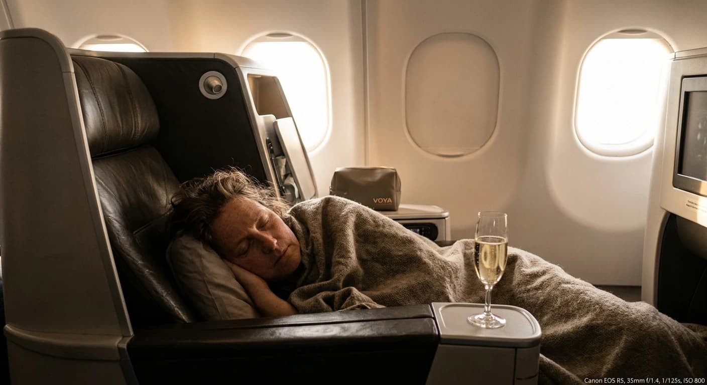 Aer Lingus business class lie-flat seat with premium Irish dining service