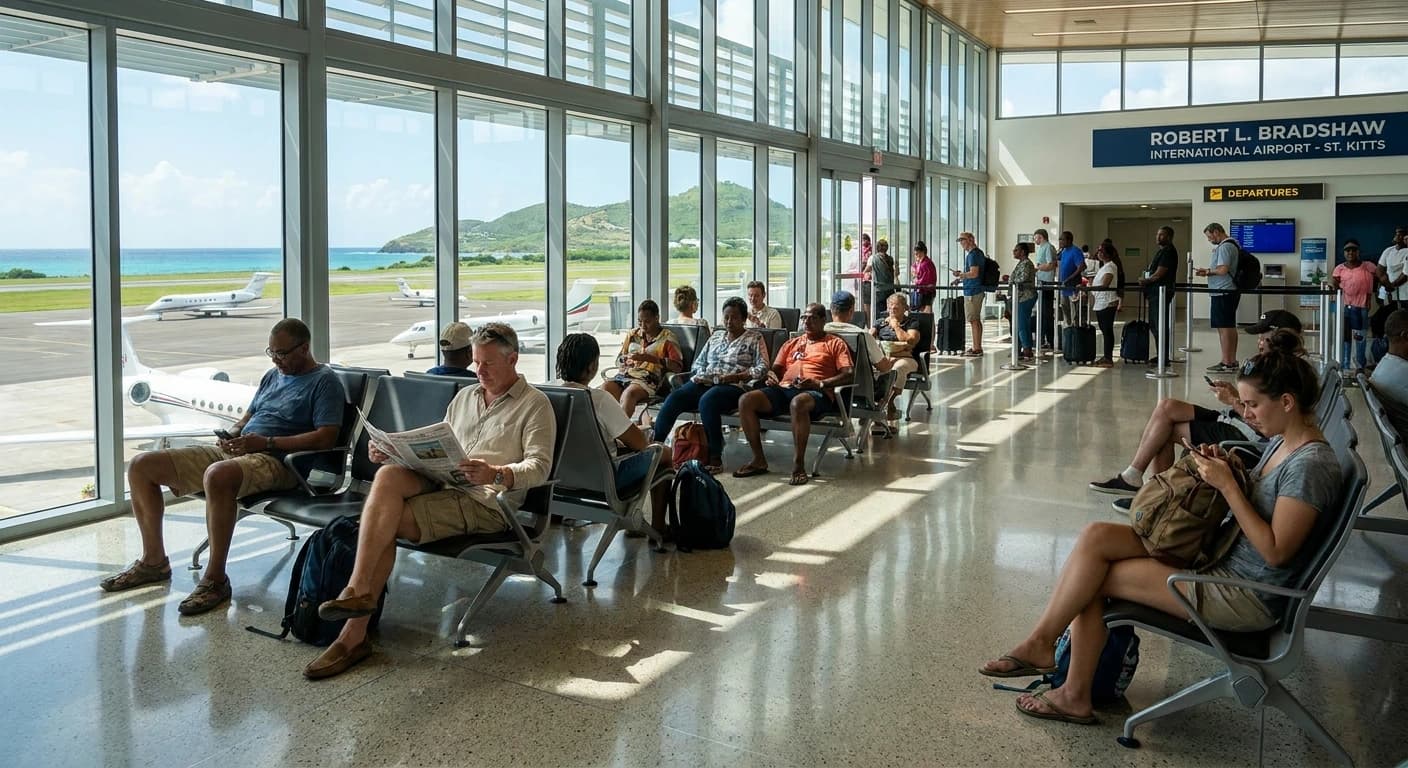 Robert L. Bradshaw International Airport terminal exterior in St. Kitts
