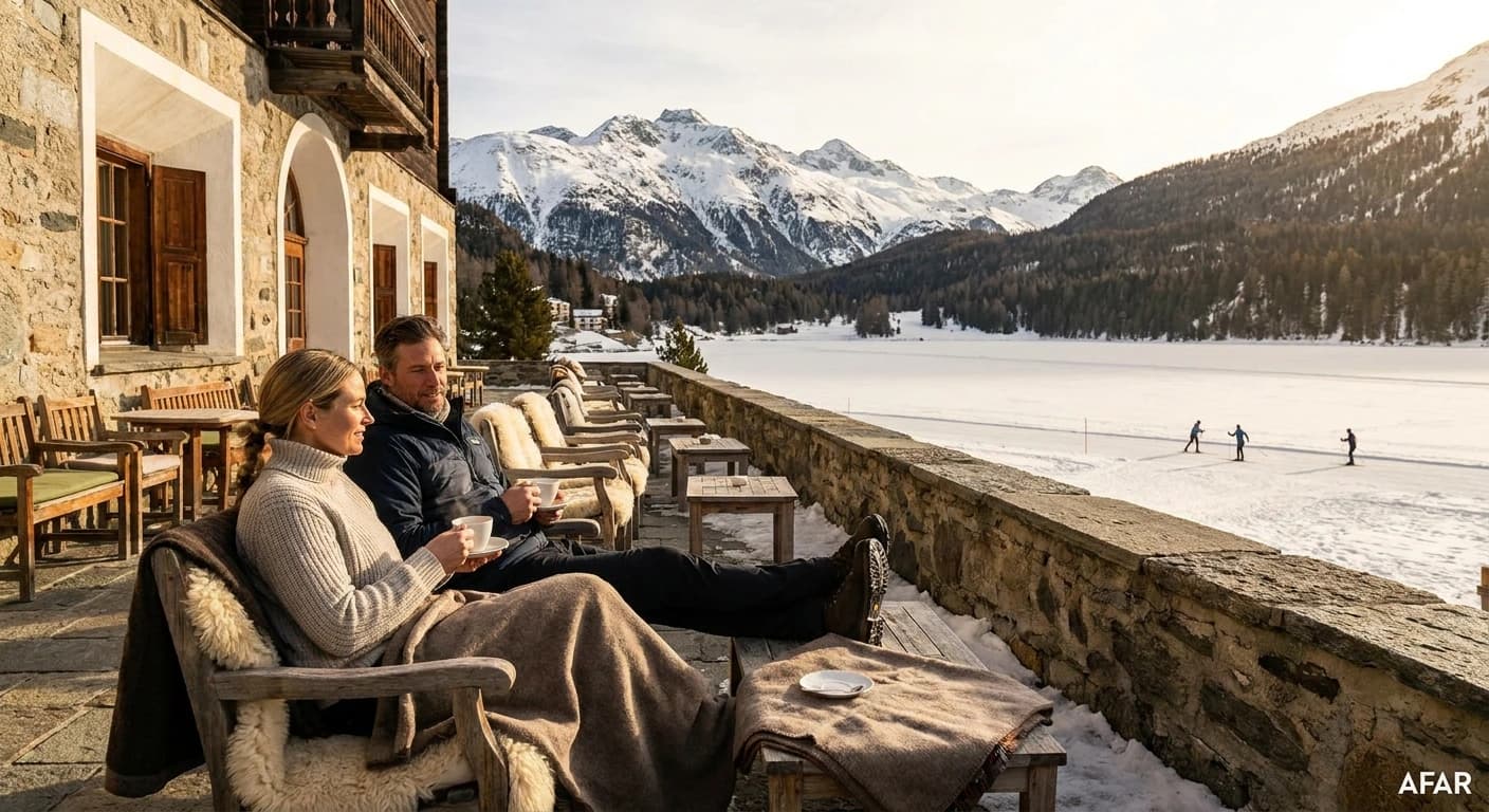 Luxury boutiques and premium leisure facilities along Via Serlas in St. Moritz