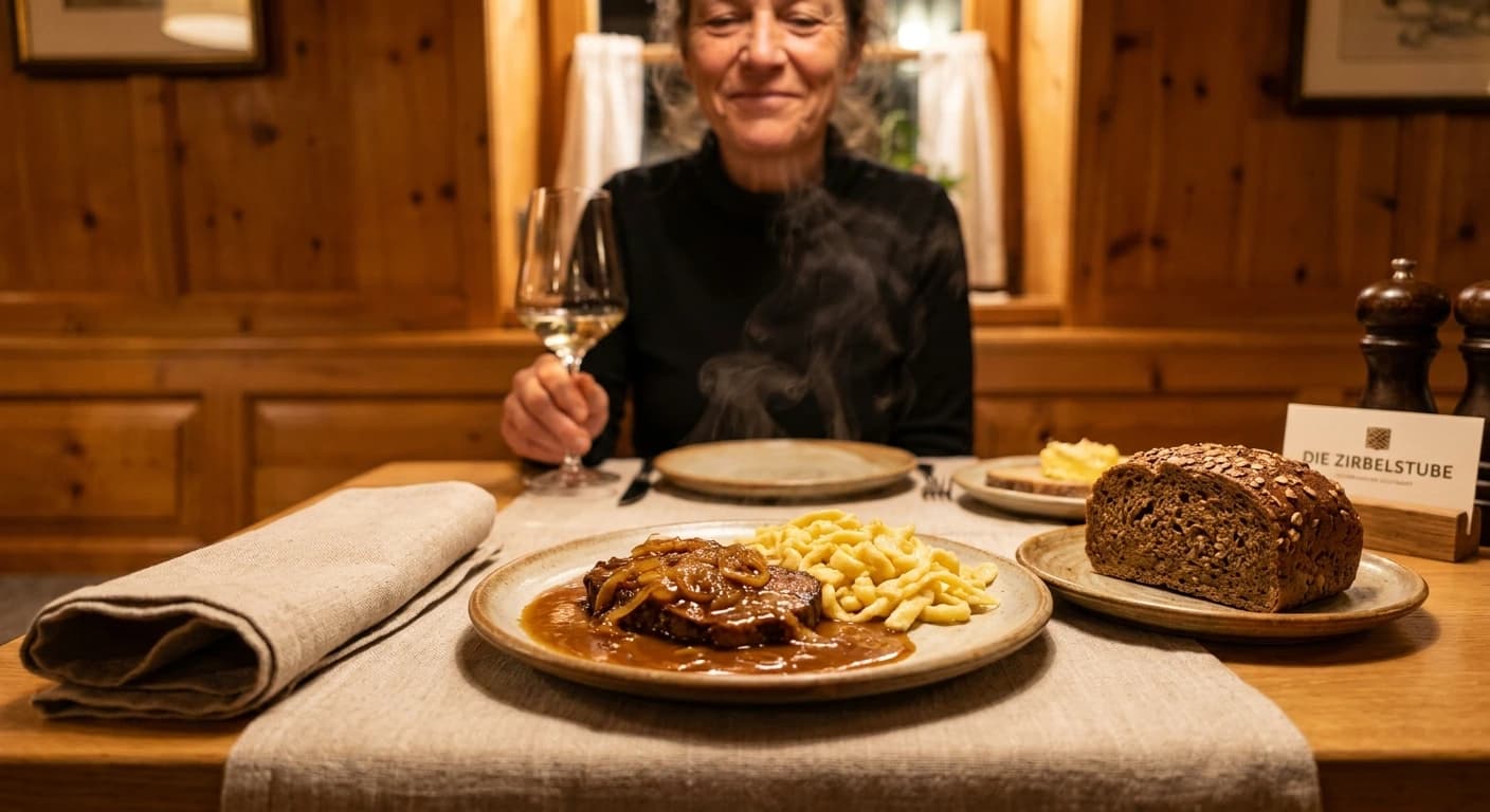 Elegant fine dining table setting with regional Swabian cuisine in Stuttgart restaurant