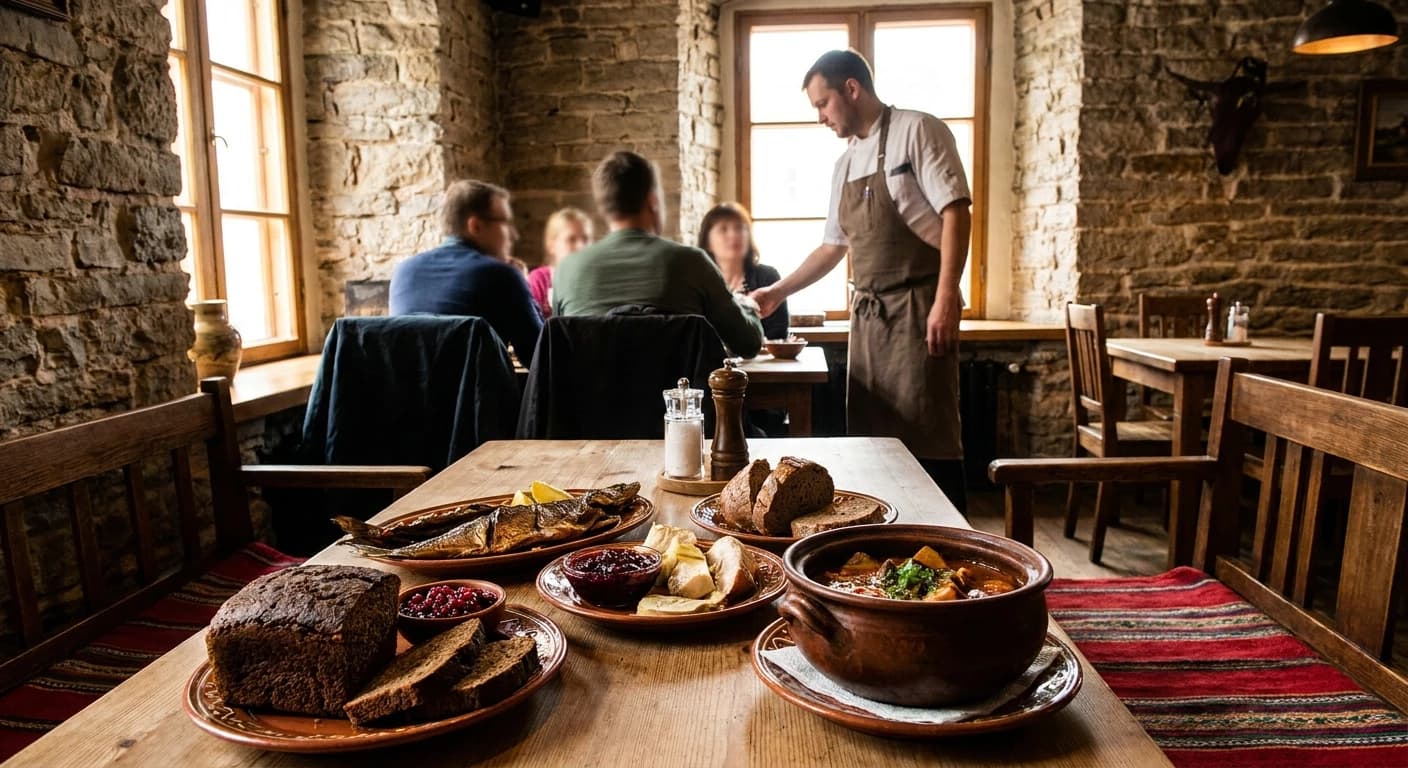 Estonian cuisine at a Tallinn restaurant