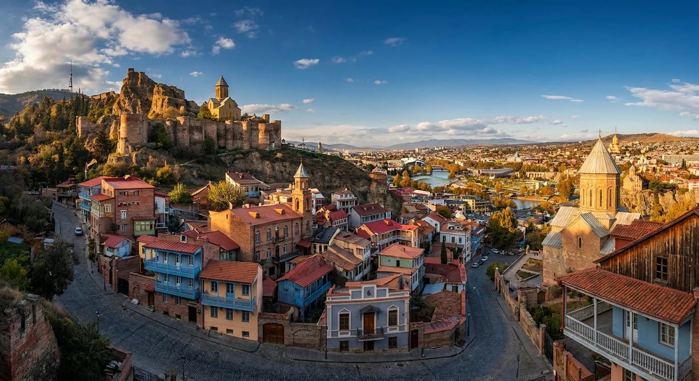 Narikala Fortress and Old Town panorama of Tbilisi