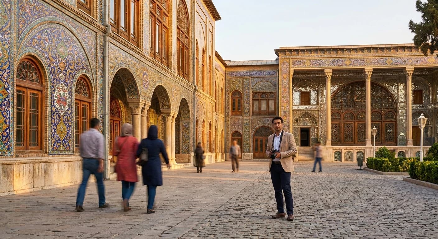 Golestan Palace UNESCO World Heritage Site in Tehran at golden hour