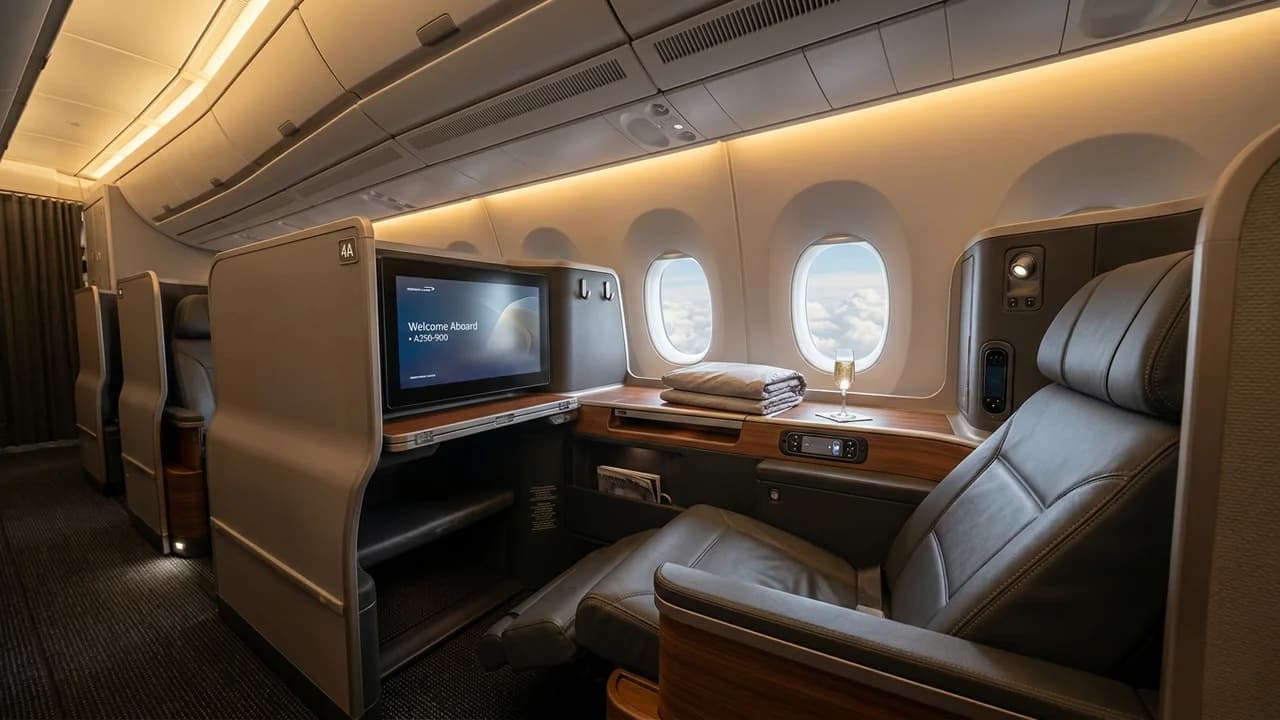 El Al business class cabin with lie-flat suite and premium amenities