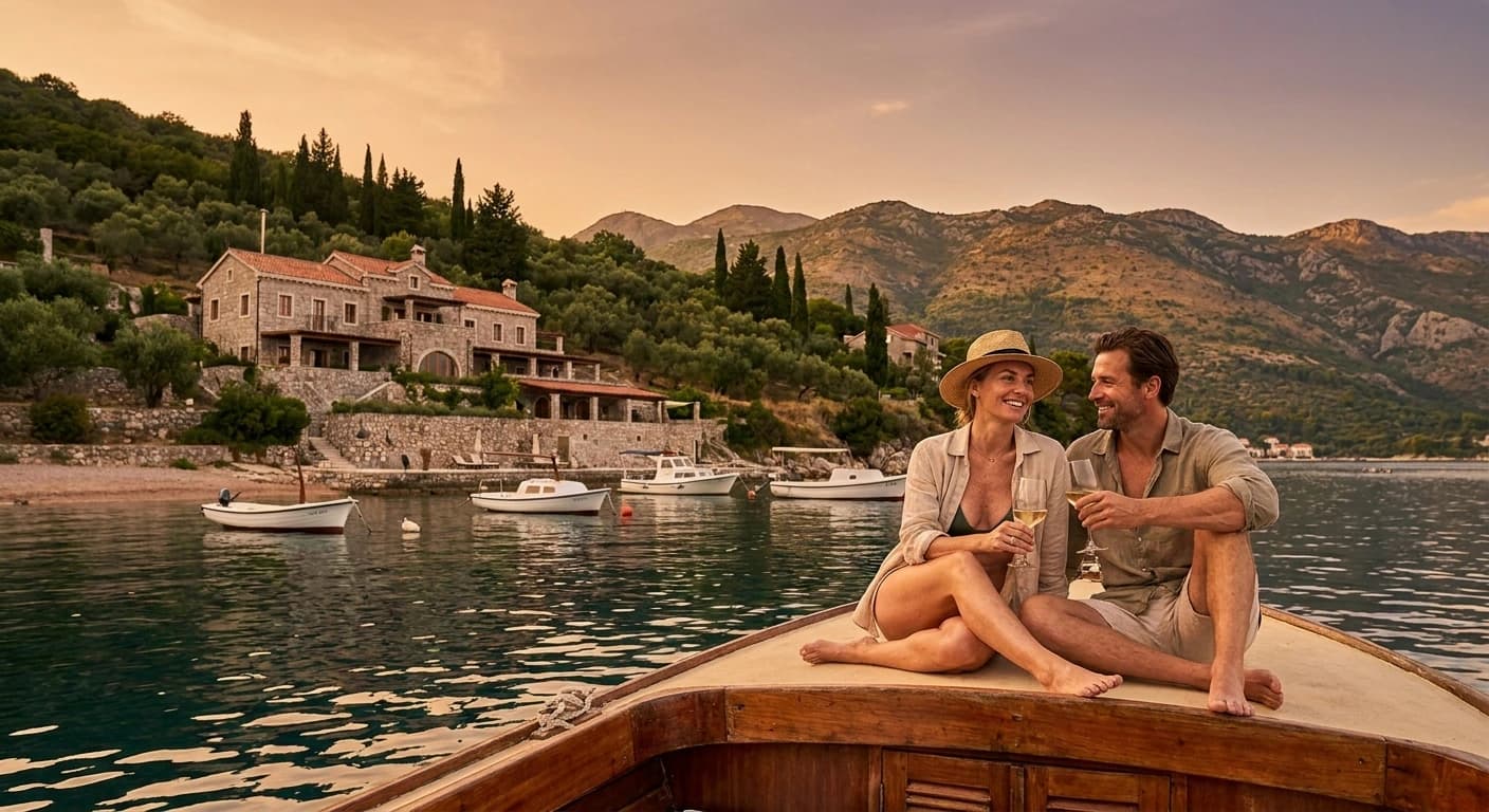 Porto Montenegro luxury marina with superyachts and waterfront promenade