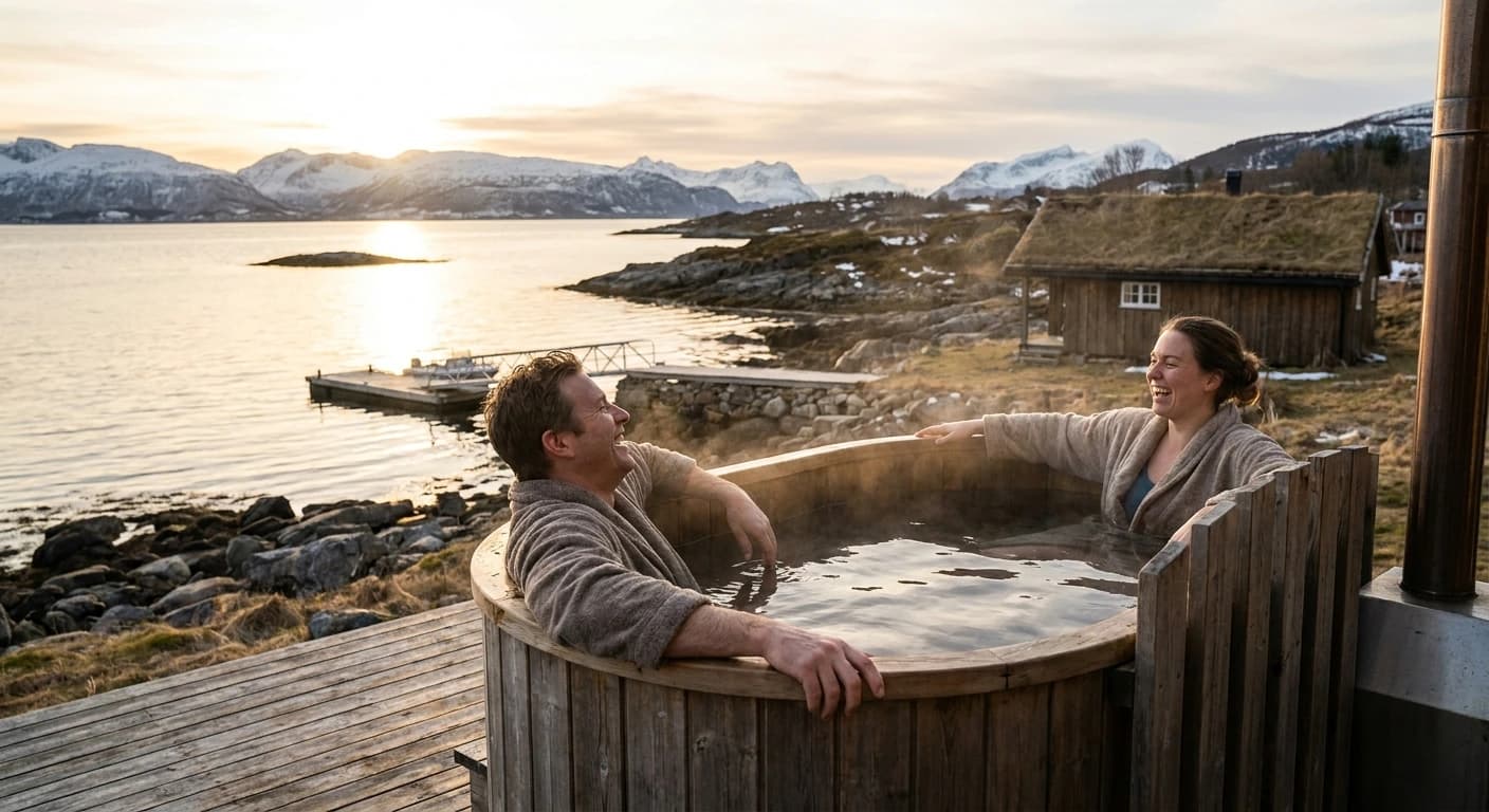 Luxury glass cabin with Northern Lights view in the Arctic wilderness near Tromsø