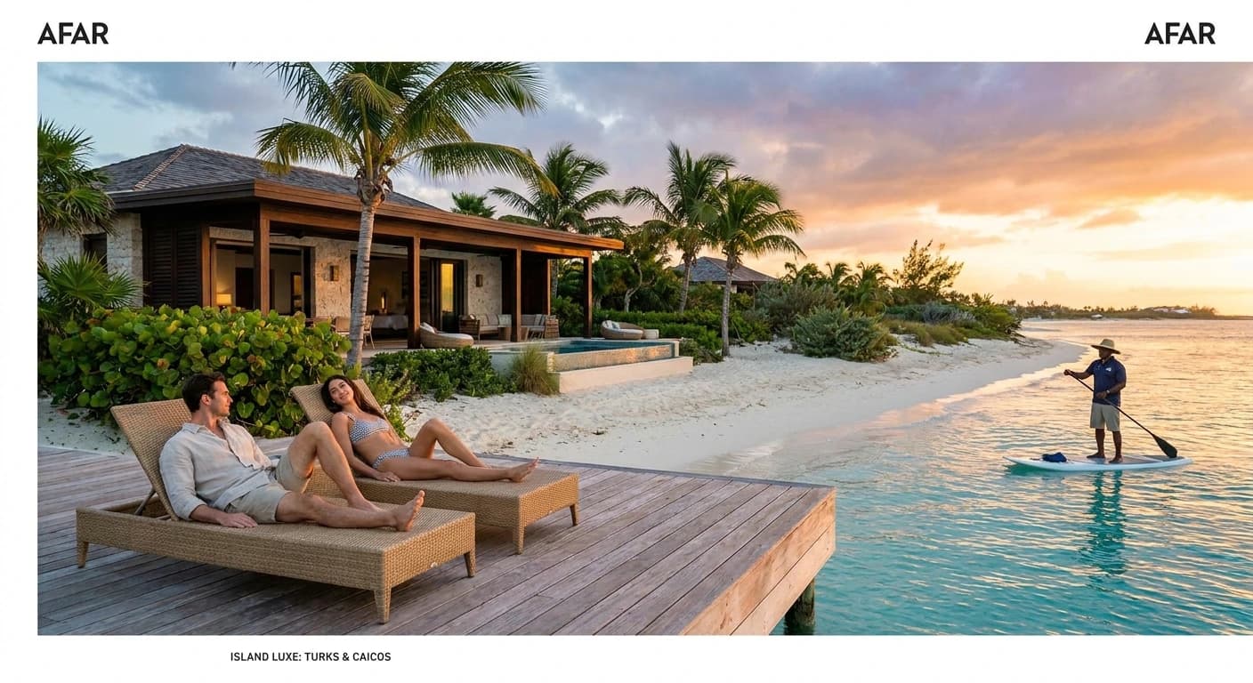 Luxury resort pool and beachfront leisure facilities in Turks and Caicos