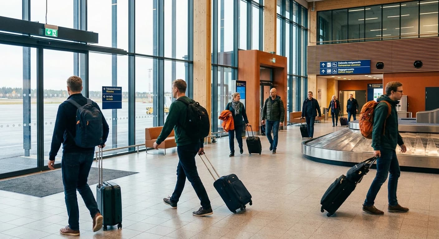 Turku Airport terminal interior with efficient arrivals hall
