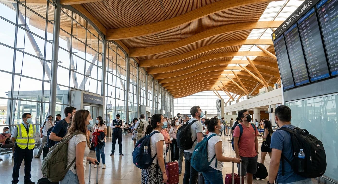 International arrivals terminal at Arturo Merino Benítez Airport in Santiago, Chile