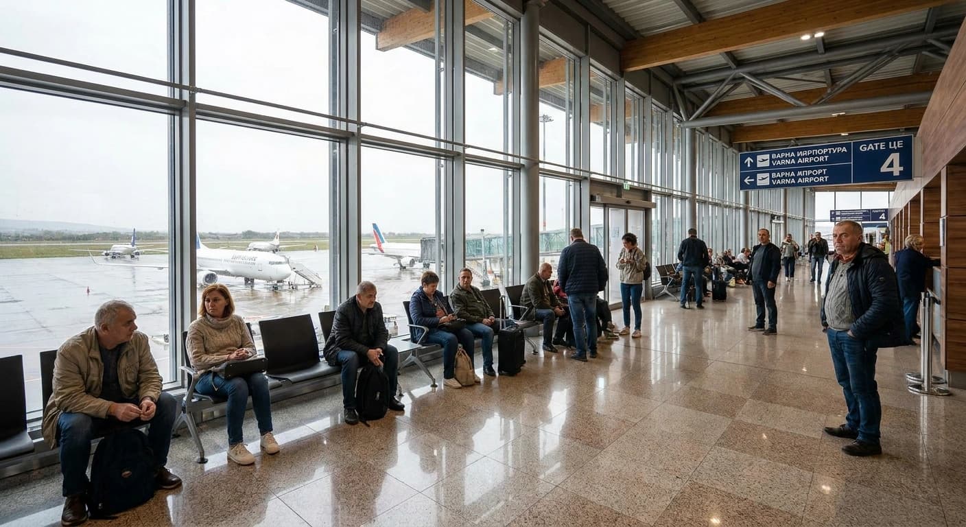 Varna Airport international terminal arrivals hall on the Bulgarian Black Sea coast