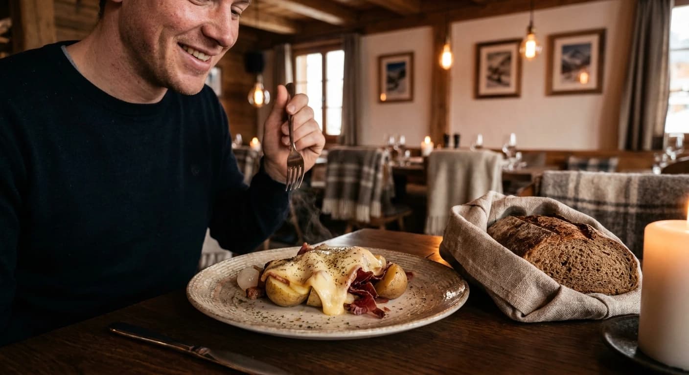 Refined Alpine dining with mountain panorama views in Verbier, Switzerland