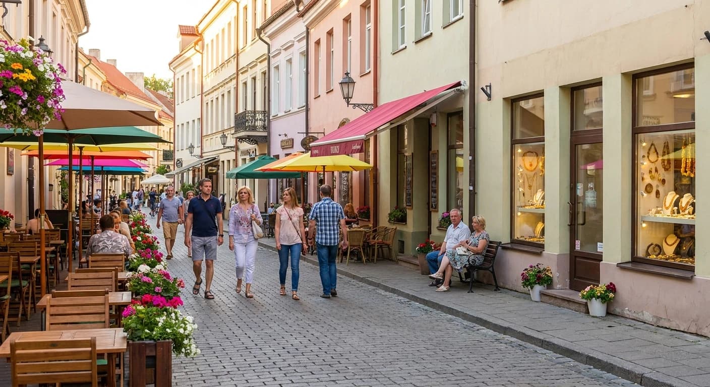 Shopping streets and leisure in Vilnius Old Town
