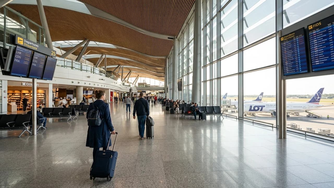 International terminal interior at Warsaw airport