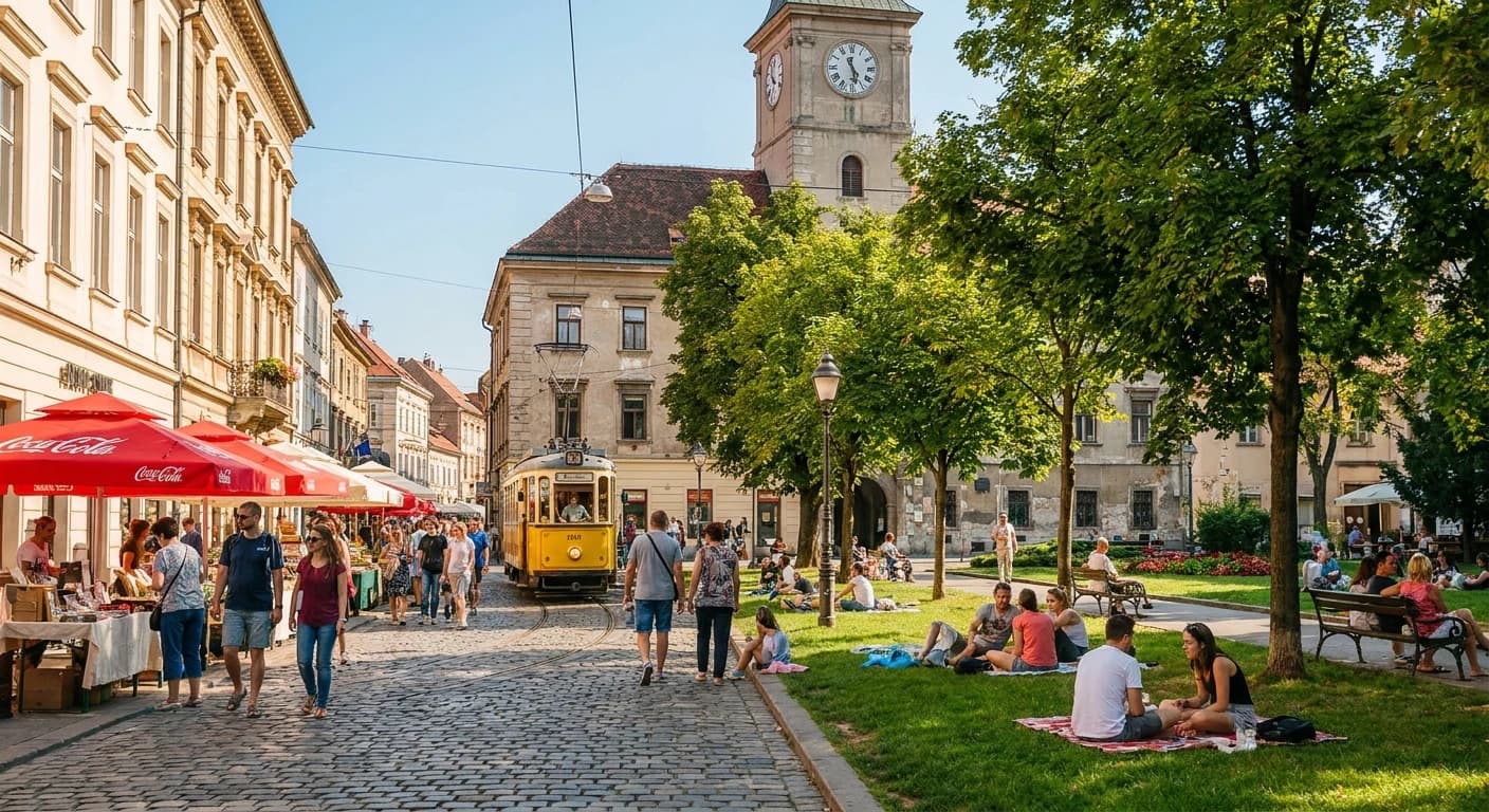 Shopping streets and park leisure in Zagreb
