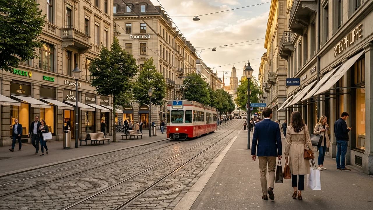 Premium shopping and leisure district in Zurich