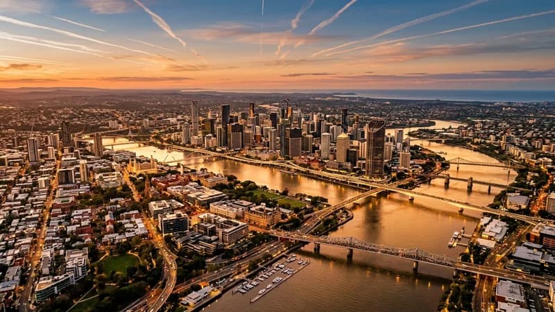 Destination cityscape at golden hour