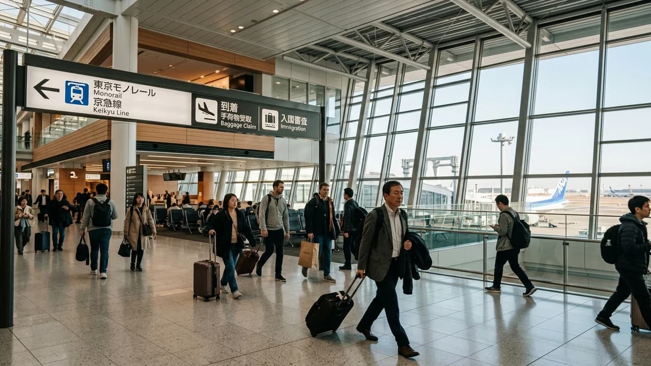 Tokyo Haneda Airport international arrival hall and transport connections