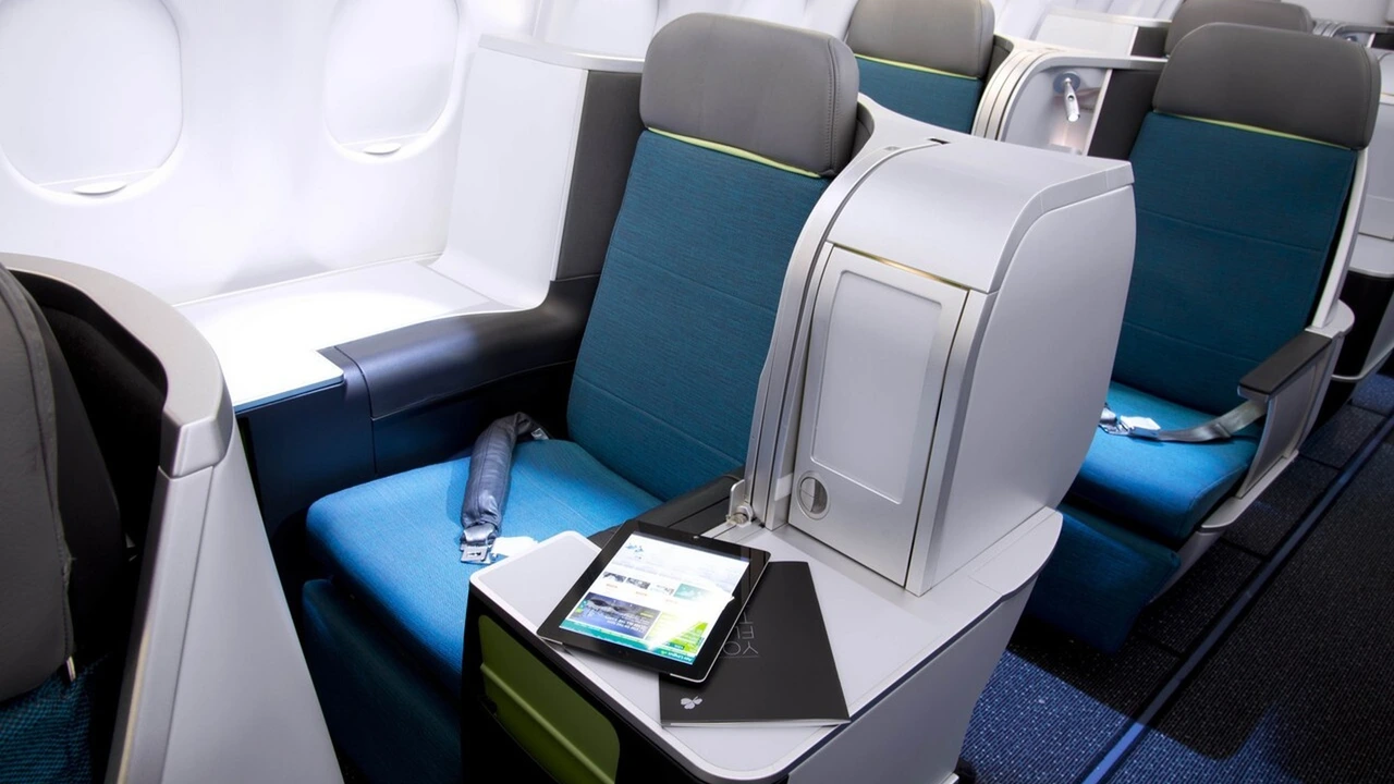 Aer Lingus business class seat — premium cabin on flights to Cork
