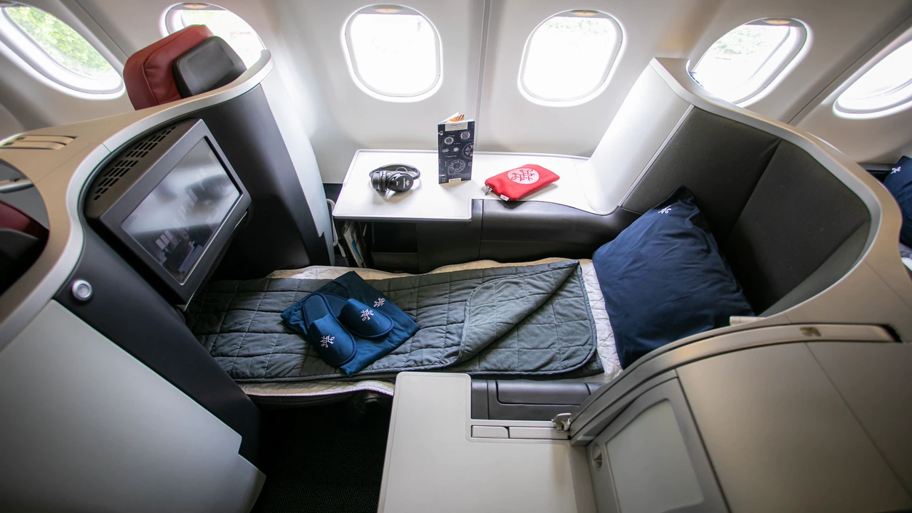 Air Serbia business class seat — premium cabin on flights to Belgrade