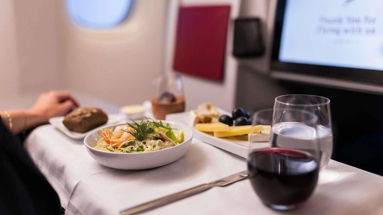 Austrian Airlines Business Class business class dining and meal service