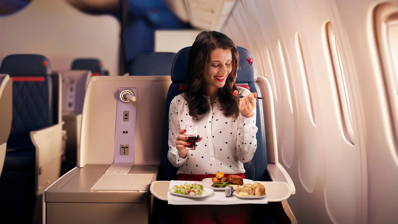 Delta Air Lines Delta One Suite business class dining and meal service