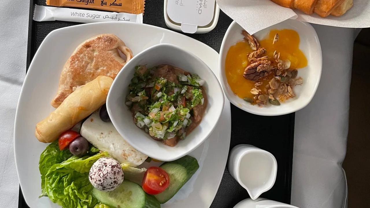 Etihad Airways Business Studio business class dining and meal service