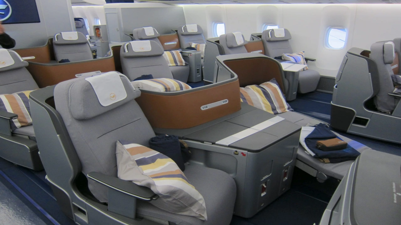Eurowings business class seat — premium cabin on flights to Düsseldorf