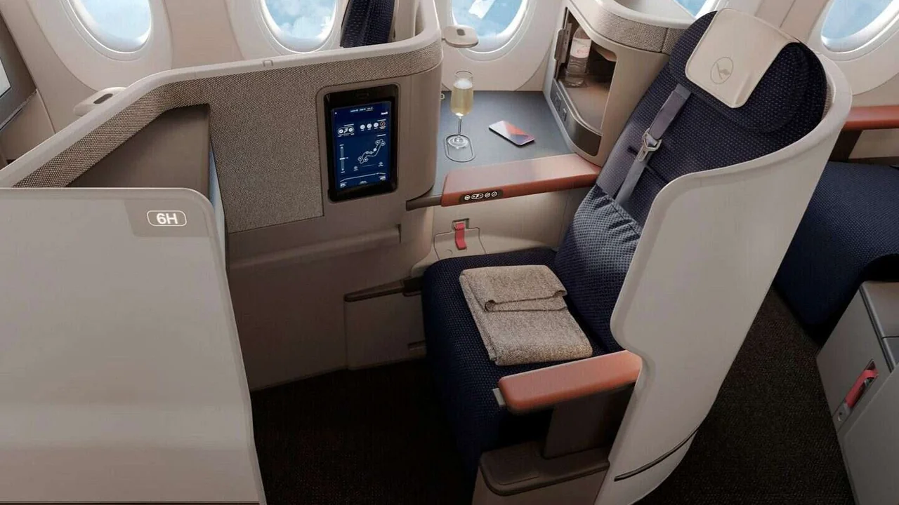 Lufthansa business class seat — premium cabin on flights to Nuremberg