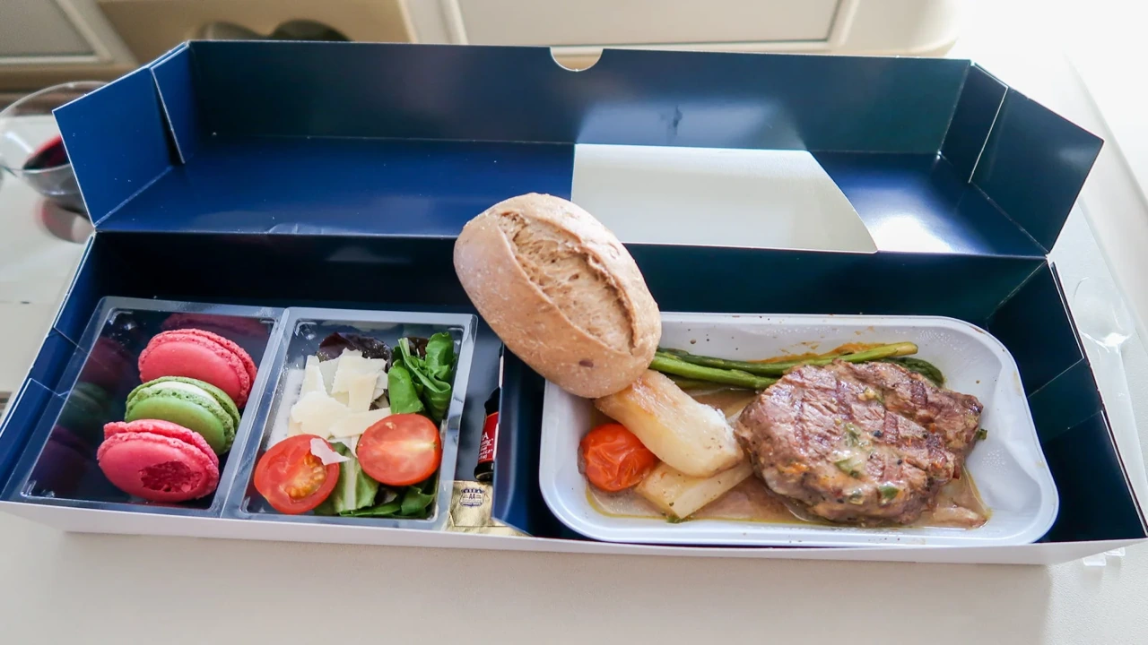 Norwegian Air Premium business class dining and meal service