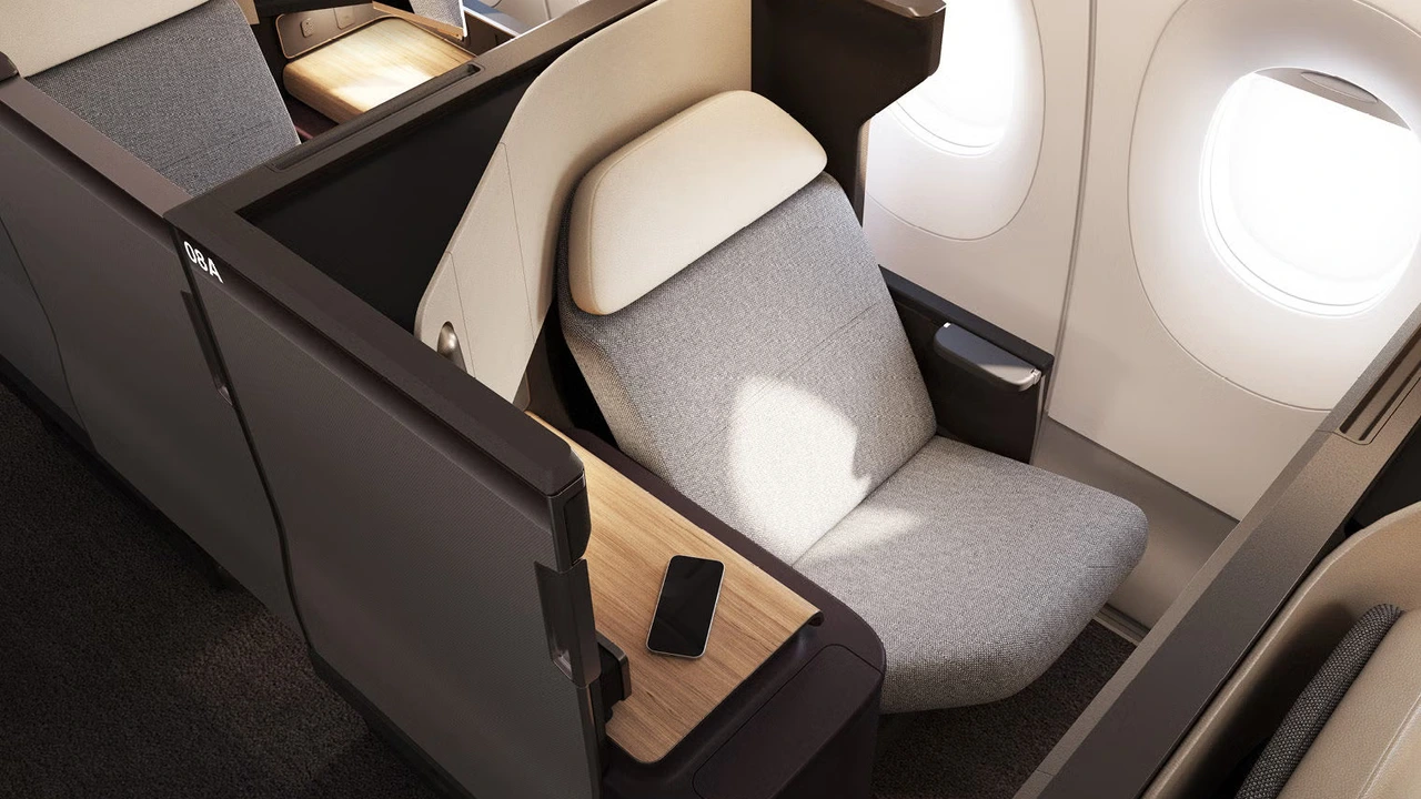 Qantas business class seat — premium cabin on flights to Sydney
