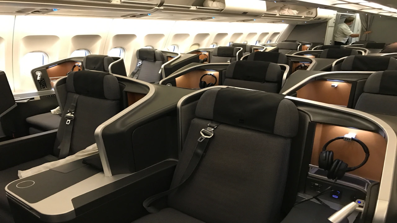 SAS business class seat — premium cabin on flights to Billund