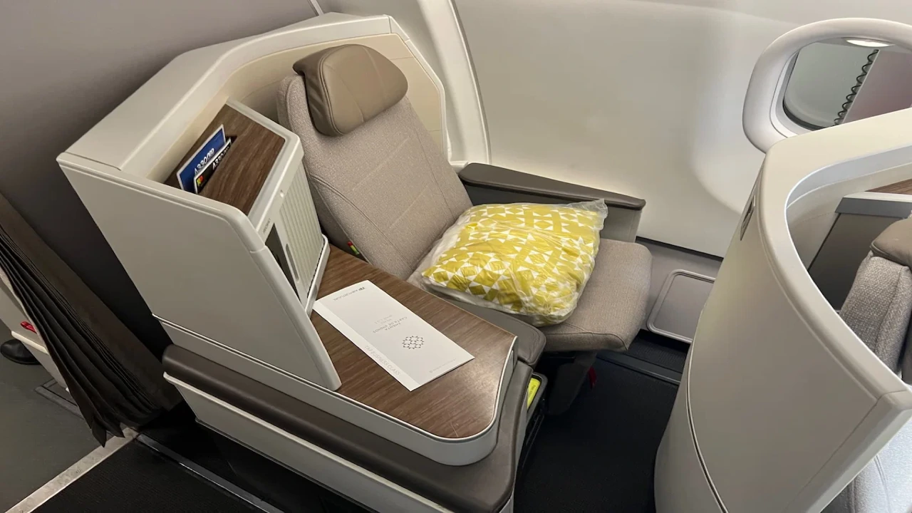 TAP Portugal business class seat — premium cabin on flights to Lisbon