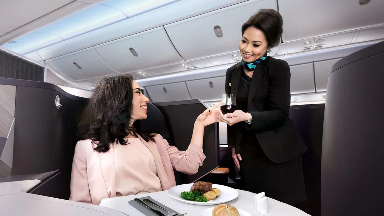 WestJet Business Class business class dining and meal service